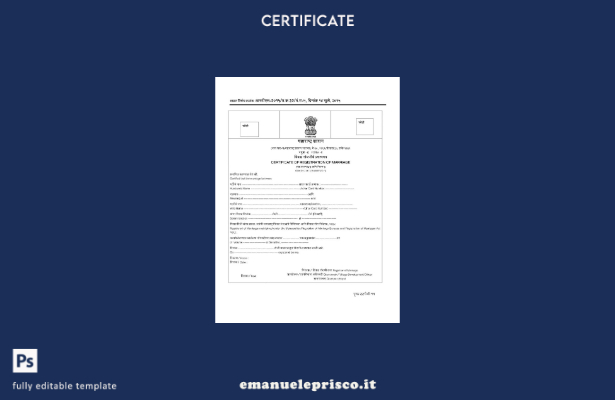 modello di certificato di matrimonio dell'ufficio di sviluppo del villaggio indi